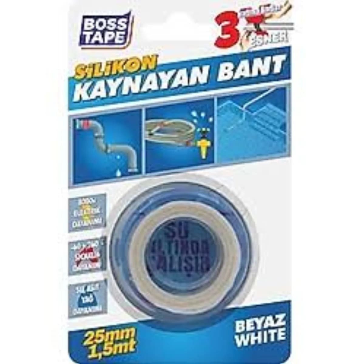 Bosstape Kendinden Kaynayan Silikonlu Bant 25 mm x 1,5 m