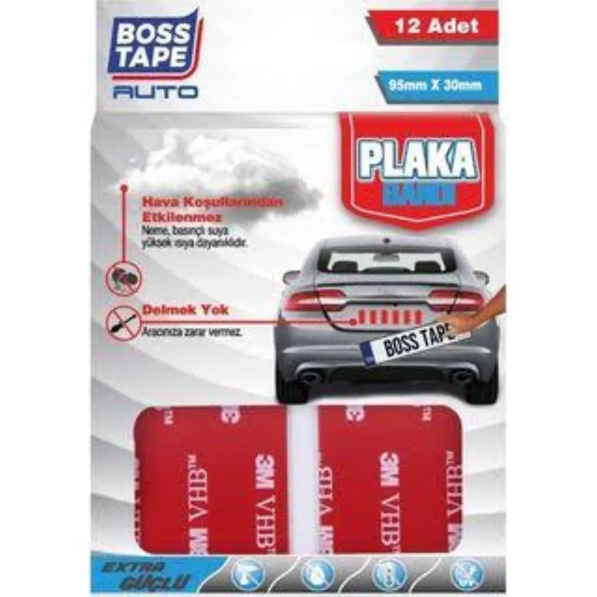 Bosstape Plaka Bandı 95x30 mm 12'li Paket