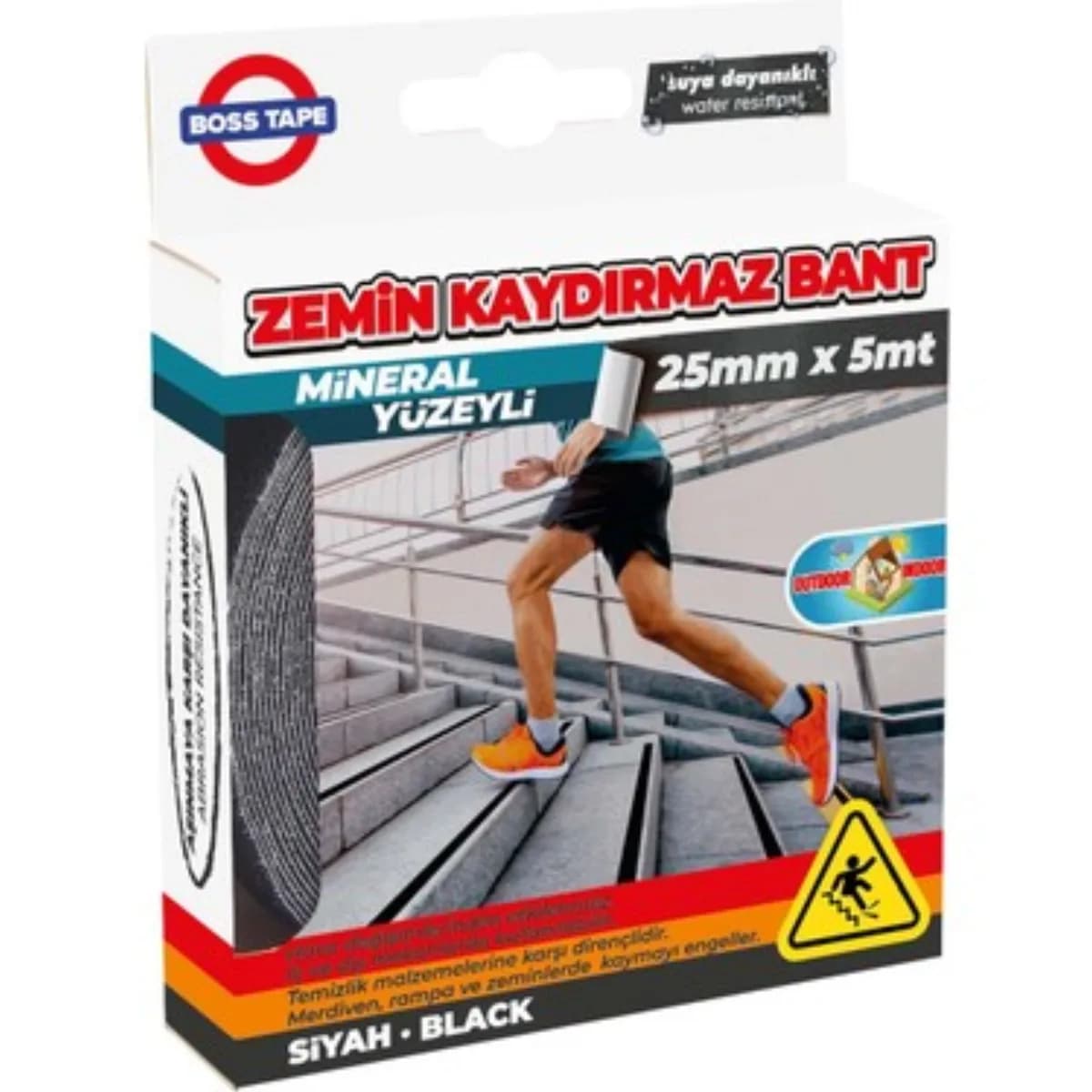 Bosstape Zemin Kaydırmaz Bant 25 mm x 5 m Siyah