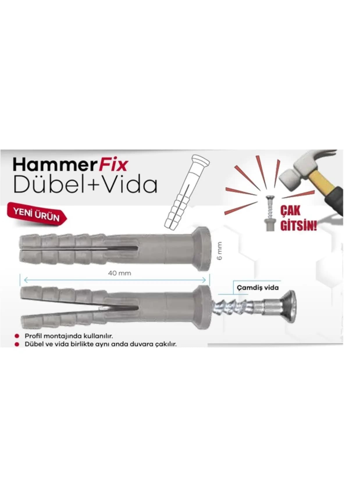 Made Hammer Fix Dübel + Vida 6 mm