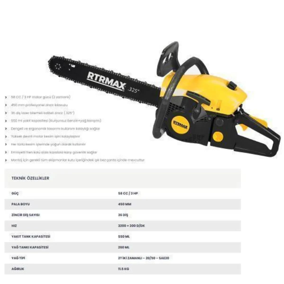 RTR Max Benzinli Ağaç Motoru 450 mm