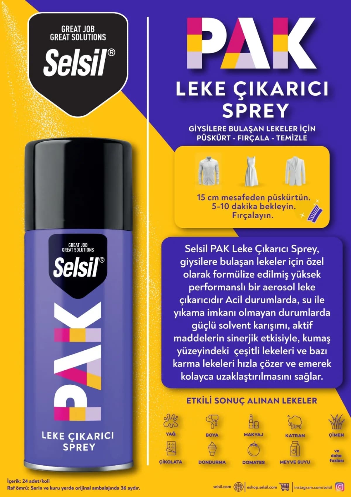 Selsil Pak Kumaş Leke Çıkarıcı Sprey 150 ml