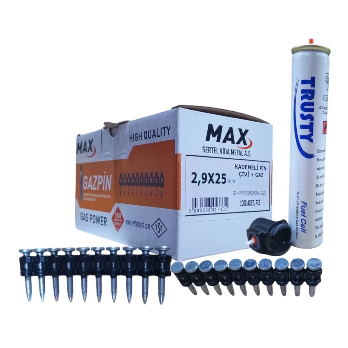 Akdeniz AKD Max Gazlı Tabanca Çivisi 27 (1000 Çivi + 1 Gaz)