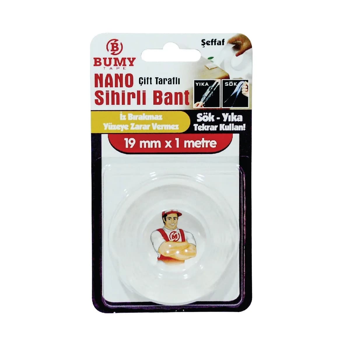 Bumy Nano Sihirli Bant 19 mm x 1 m Şeffaf