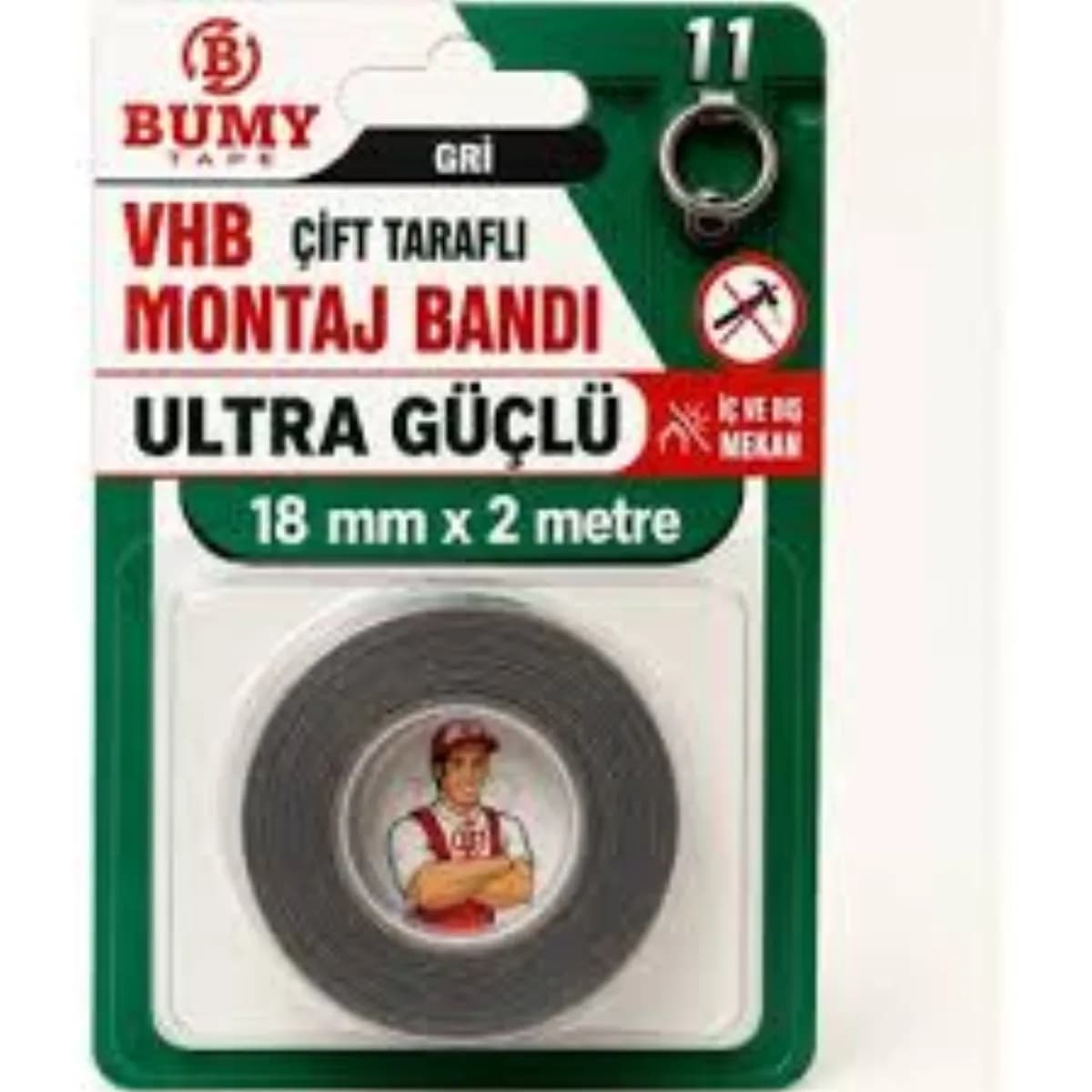 Bumy VHB Montaj Bandı 18 mm x 2 m Gri
