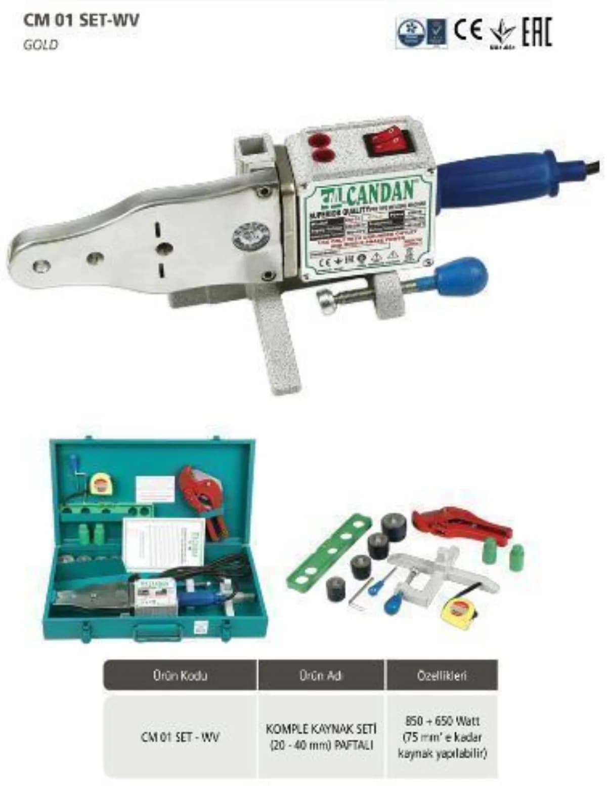 Candan CM-01 PVC Boru Kaynak Makinesi Seti