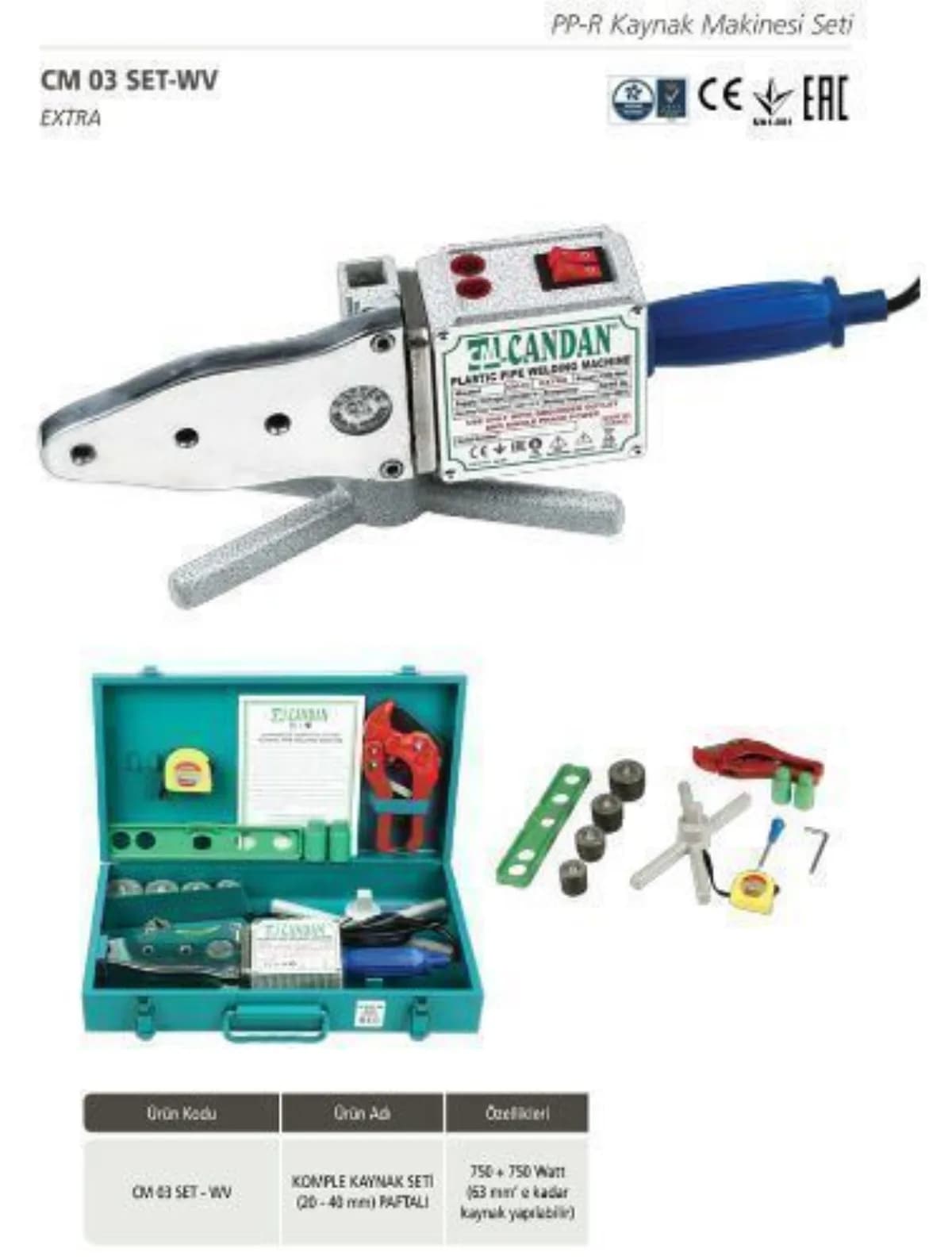 Candan CM-03 PVC Boru Kaynak Makinesi Seti