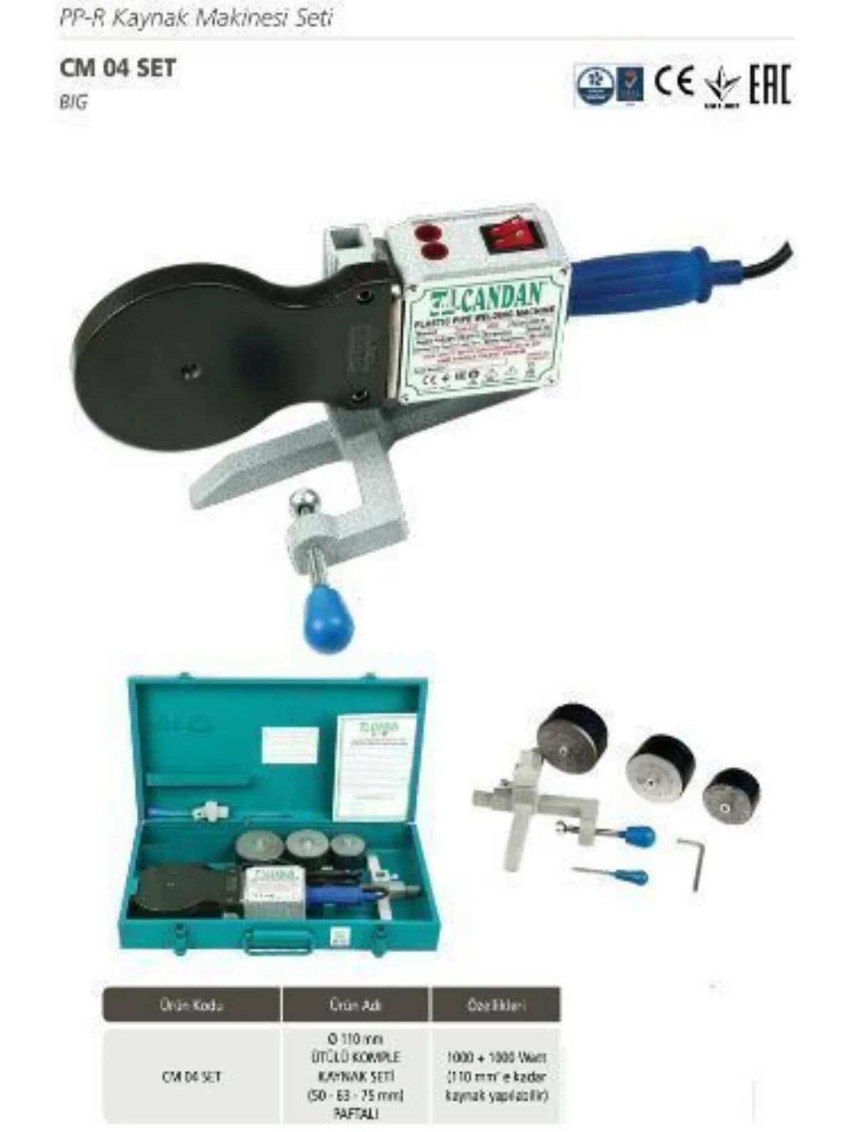 Candan CM-04 PVC Boru Kaynak Makinesi Seti