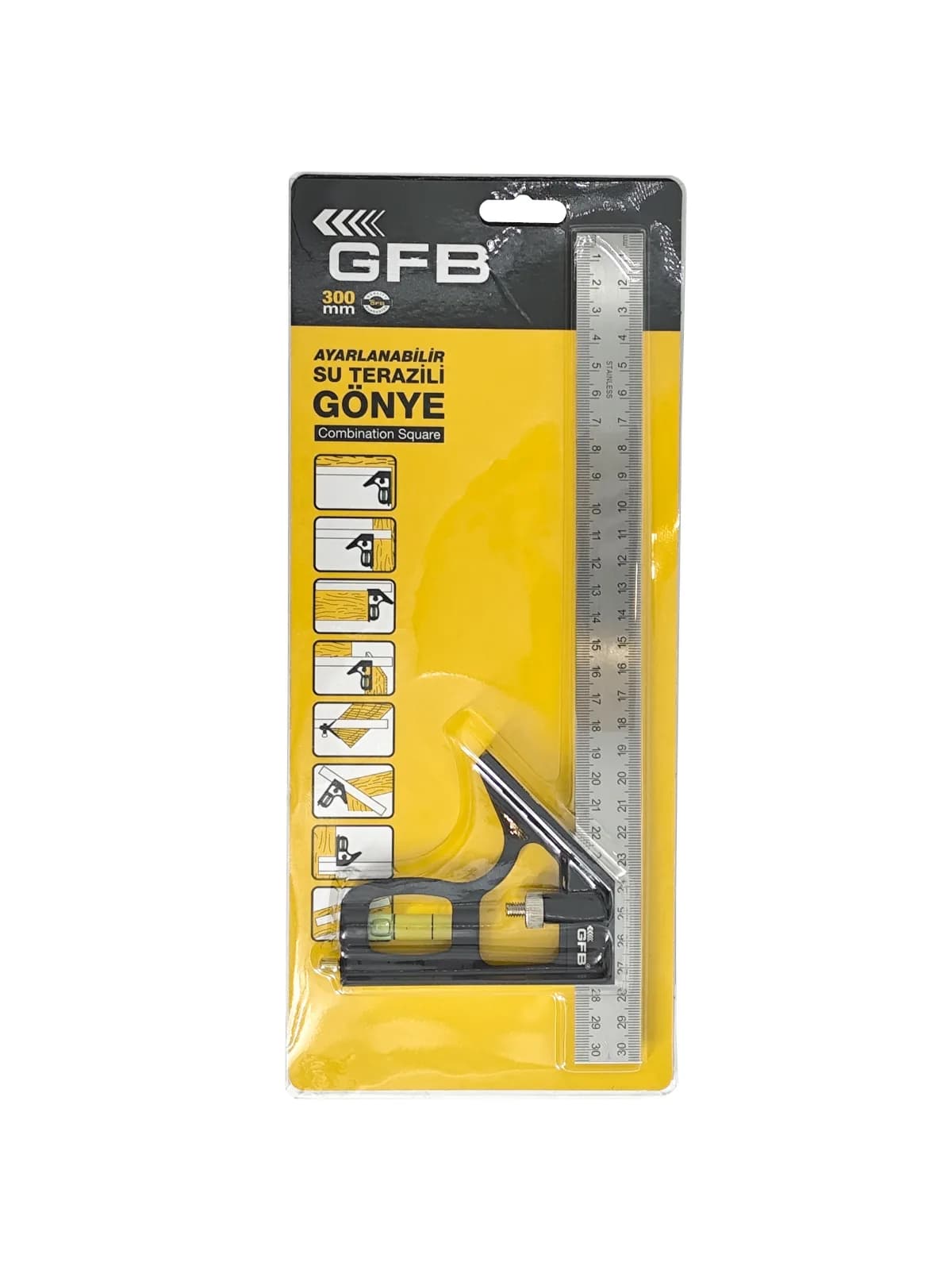 GFB Ayarlanabilir Su Terazili Gönye 30 cm