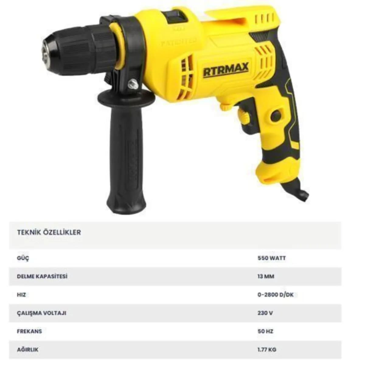 RTR Max RTM 1550 Darbeli Matkap 550 W 13 mm