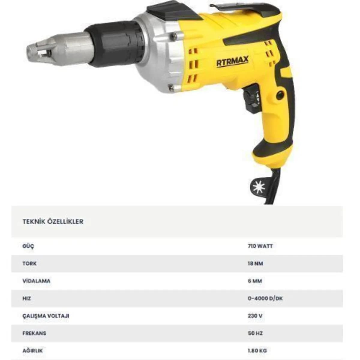 RTR Max Alçıpan Vidalama Makinesi 710 W