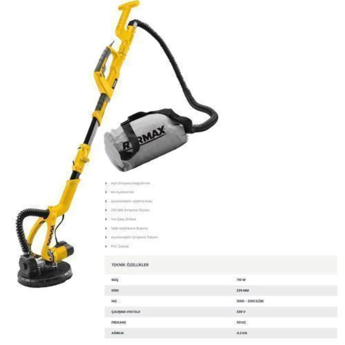 RTR Max Alçıpan Duvar Zımpara Makinesi 710 W