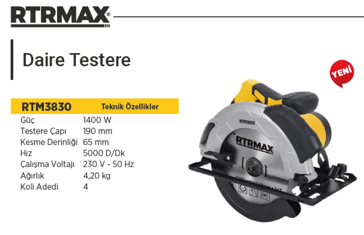 RTR Max Lazerli Daire Testere 1400 W 190 mm