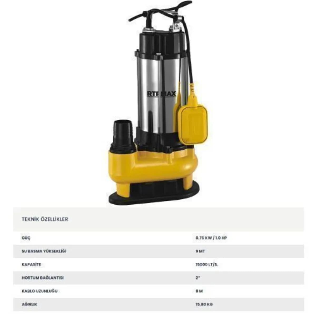 RTR Max Foseptik Dalgıç Pompa 0,75 kW 9 m