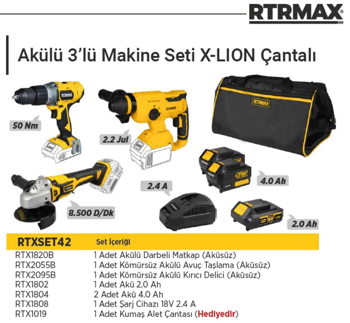 RTR Max RTX SET42 X-Lion 3'lü Akülü Set