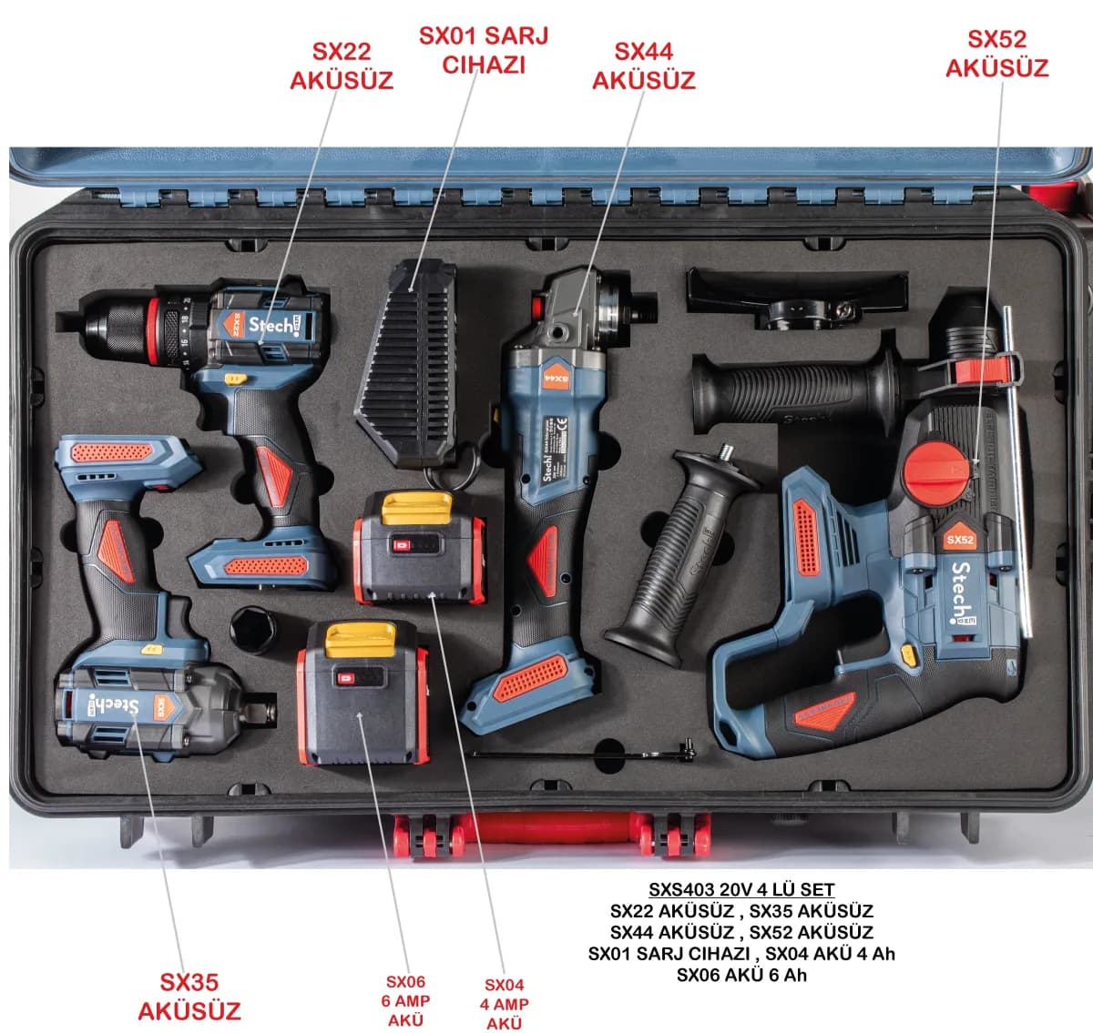 Stechend SXS 403 Akülü Set 20 V (SX22 + SX35 + SX44 + SX52)