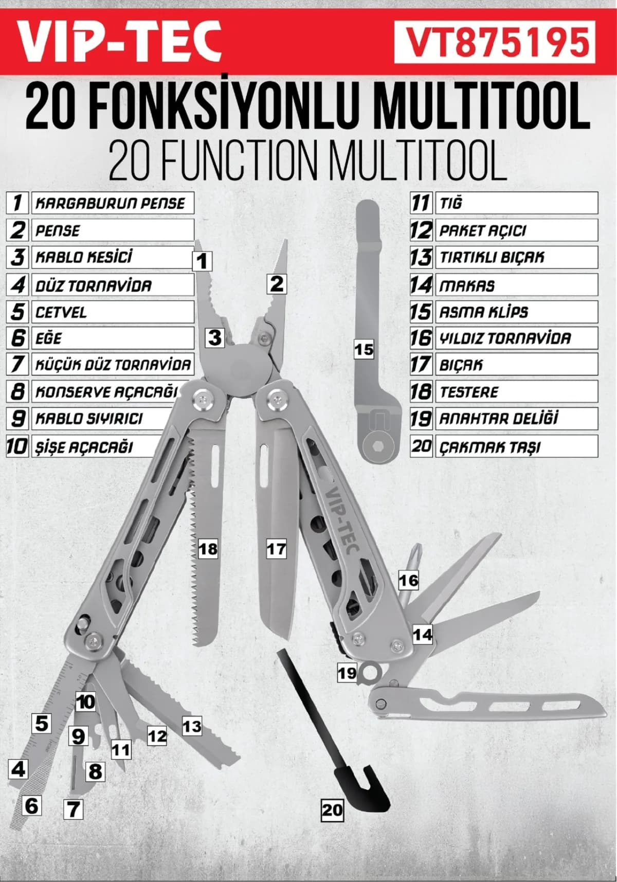 Vip-Tec 20 Fonksiyonlu Multi Tool